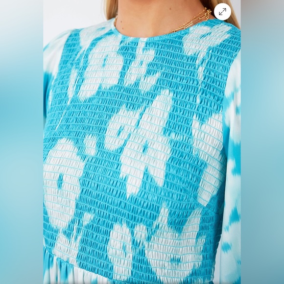 NWT TUCKERNUCK Turquoise Watercolor Floral Libby Dress Size Large - Picture 7 of 16